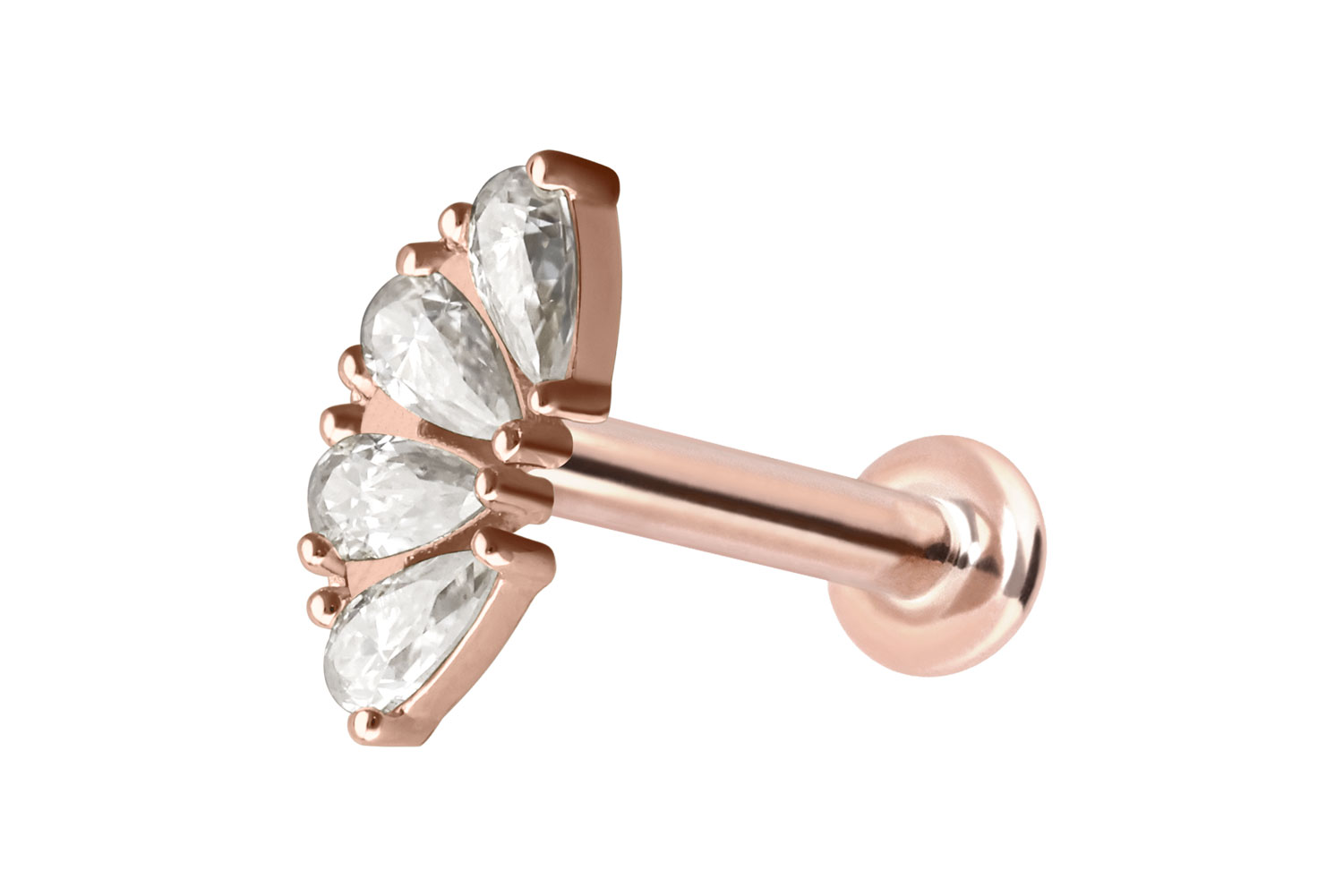 14 Karat Gold Labret Piercing mit Innengewinde MOISSANIT-BOGEN